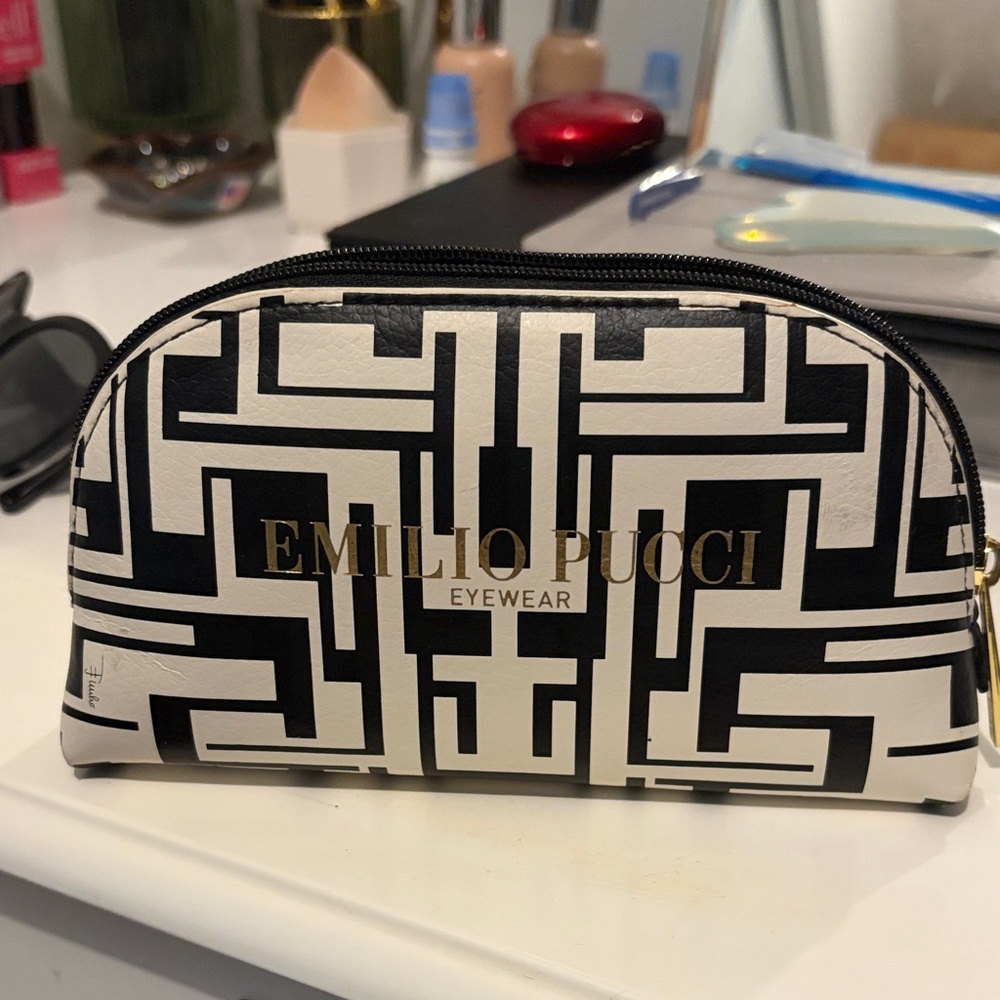 Emilio Pucci Black and White Geometric Eyewear Pouch
